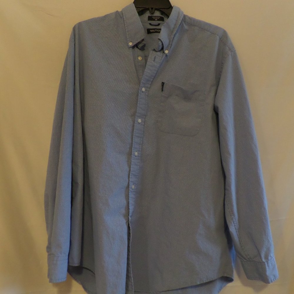 Nautica Men’s Blue/White Button Down Long Sleeve Shirt – Size 2X